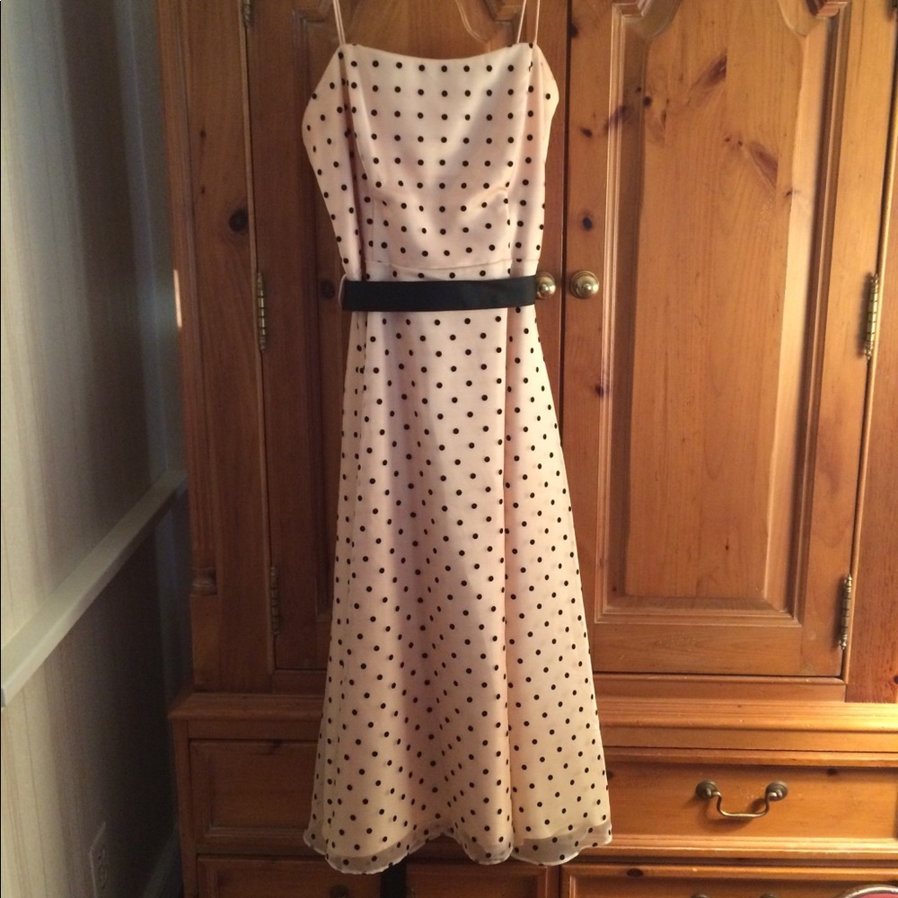 Cocktail dress  cream with black polka dots